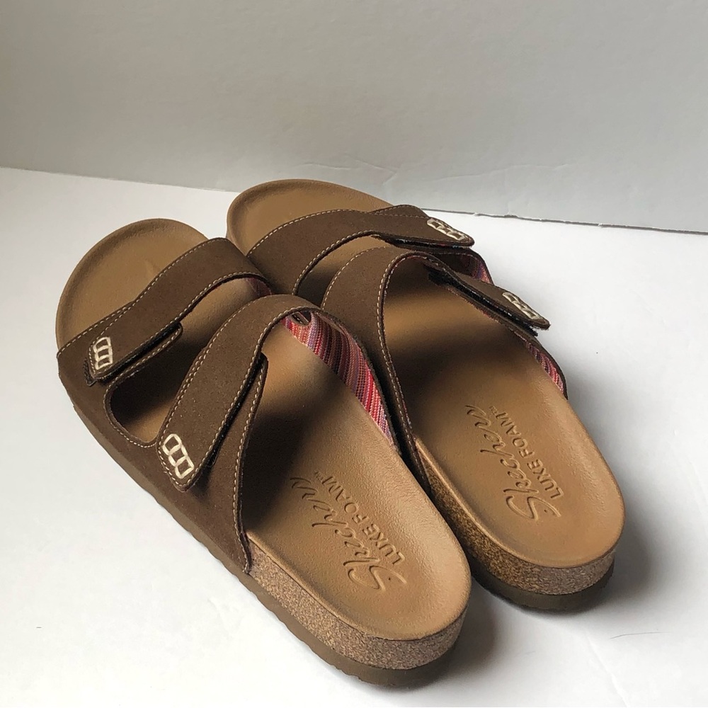 Skechers Women Luxe Foam Fresh Spirit Two Strap Granola Sandal Comfort Size 9